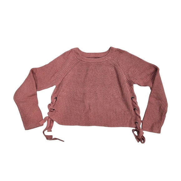 moon & madison Sweaters - Moon&Madison Brown Lace Up Sides Sweater - Size MEDIUM